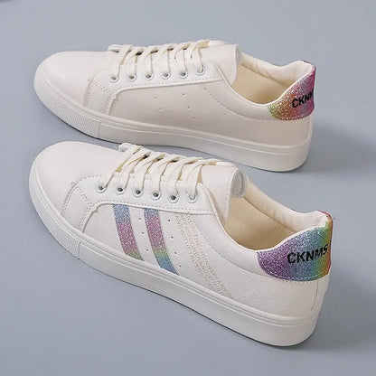 Women Casual Walking Shoes New Flat Woman White Sneakers Breathable Lace-Up Female Sneakers Fashion Student Vulcanized Shoes