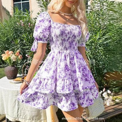 new summer dresses 2025 vestidos para mujer fashion floral printed dress A-line beach vacation dress short dresses for woman
