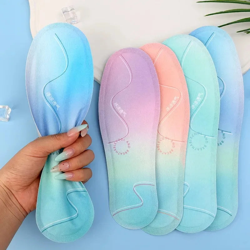 Summer Cooling Insoles for Men Women Leather Shoes Breathable Sweat Absorbing Herbal Antibacterial Deodorant Comfort Foot Pads