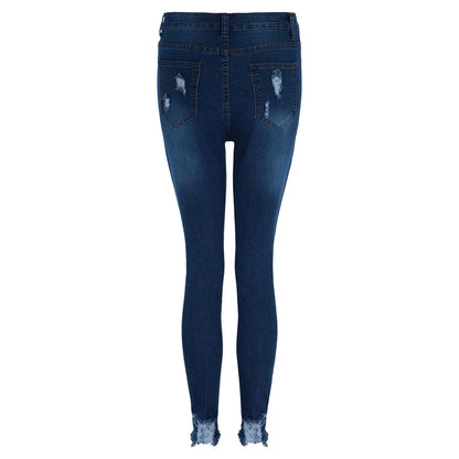 Hole Denim Trousers For Women Skinny Ripped Jeans Small Feet Slim Denim Pants Buttocks Ripped Jeans Women'S Denim Pants