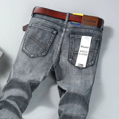 Male  All-match Brand Trousers Four Season Men's High Quality Jeans  Business Casual High Waist Denim Pants Simplicity Cool