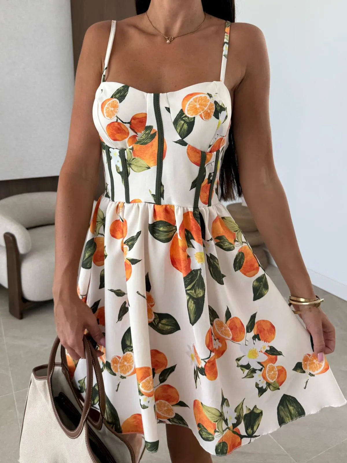 Summer Print Mini Dress Lady Fashion Sexy Sleeveless Spaghetti Strap Loose Dresses For Women Casual Boho Holiday Beach Skirt New