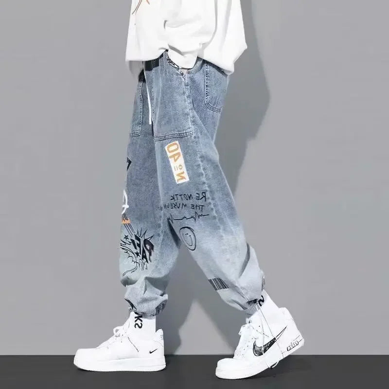Trendy Loose-fit Men's Jeans Summer Thin Style Korean Version Casual Long Pants Hip Hop Fashion Versatile