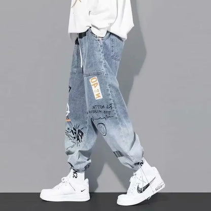 Trendy Loose-fit Men's Jeans Summer Thin Style Korean Version Casual Long Pants Hip Hop Fashion Versatile