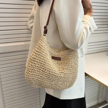Women's Shoulder Bag Summer Straw Woven Handbag Large Capacity Ladies Handmade Rattan Tote Bags Luxury Designer Beach Bag