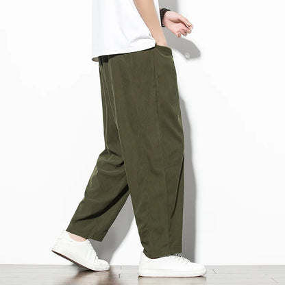 Spring Autumn Corduroy Casual Man Pants Harajuku Loose Fit Ankle-length Harem Men's Pants