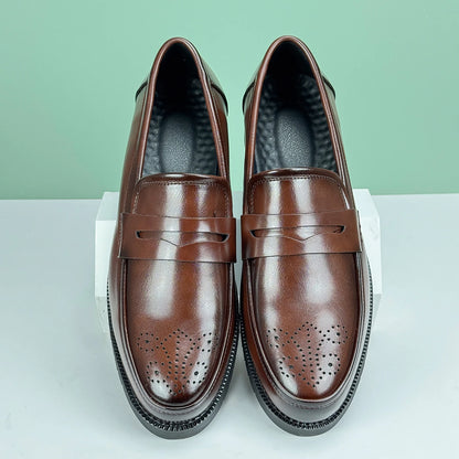 Men's Formal Leather Shoes British Style Oxford Loafers Round Toe Breathable Non-Slip Business Dress Wedding Office Casual Shos