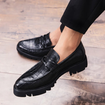 High Quality Thick Soled Business British Wedding Social Leather Shoes Men’s Dress Shoes Trend Formal Shoes Men Loafers 2025