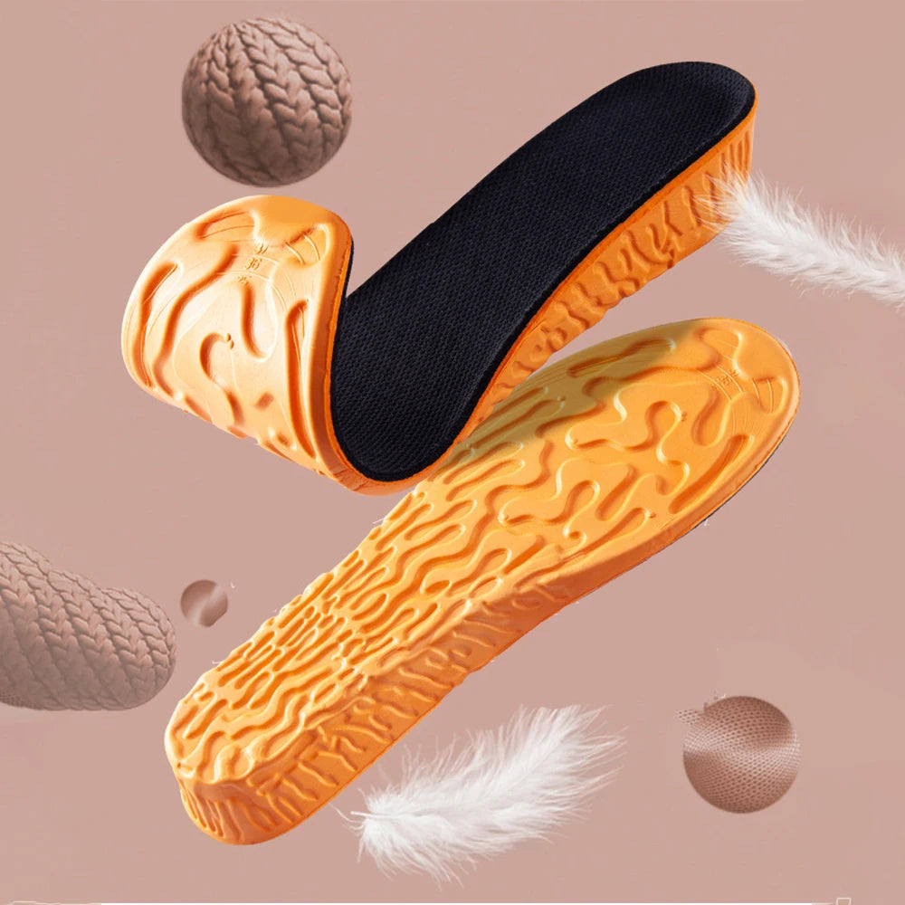 1.5-3.5cm Invisible Height Increase Sport Insoles Orange EVA Memory Foam Shoes Sole Pad Breathable Comfortable for Men Feet Care