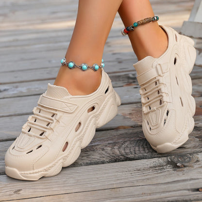 New Summer Round Toe Cover Comfortable Thick-soled Sneakers Fashionable Breathable and High-rise Casual Women's Shoes Sandals