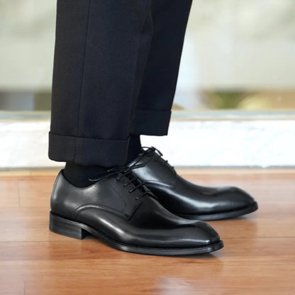 Wood Grain Derby Shoes Fashion Formal Shoes for Man Business Dress Square Toe Rubber Social Men's Shoe Stitching Oxfords