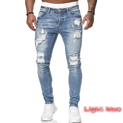 Mens Jeans Casual Skinny Pants Stretch Denim Trousers Male Slim Fit Straight Pants Fashion Jeans Soild Pencil Pants Man Clothing