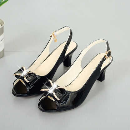 Summer Female High Heels New Fashion Women Pumps Sexy Open Toe Fish Mouth Shoes Ladies Bowknot Party Sandals Plus Size 42