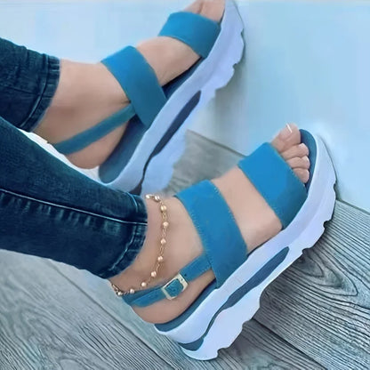 Open Toe Shoes Summer Women Non Slip Durable Women's Sandals Wedges Basic Buckle Slippers Women Zapatos De Mujer Footwear