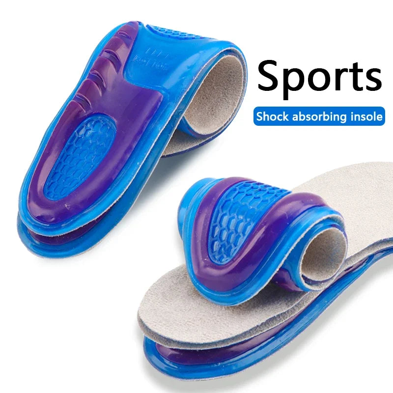Orthopedic Arch Support and Foot Pain Massaging Silicone Gel Soft Sport Shoe Insole Pad for Man Women Insoles Anti-Shock 1Pair