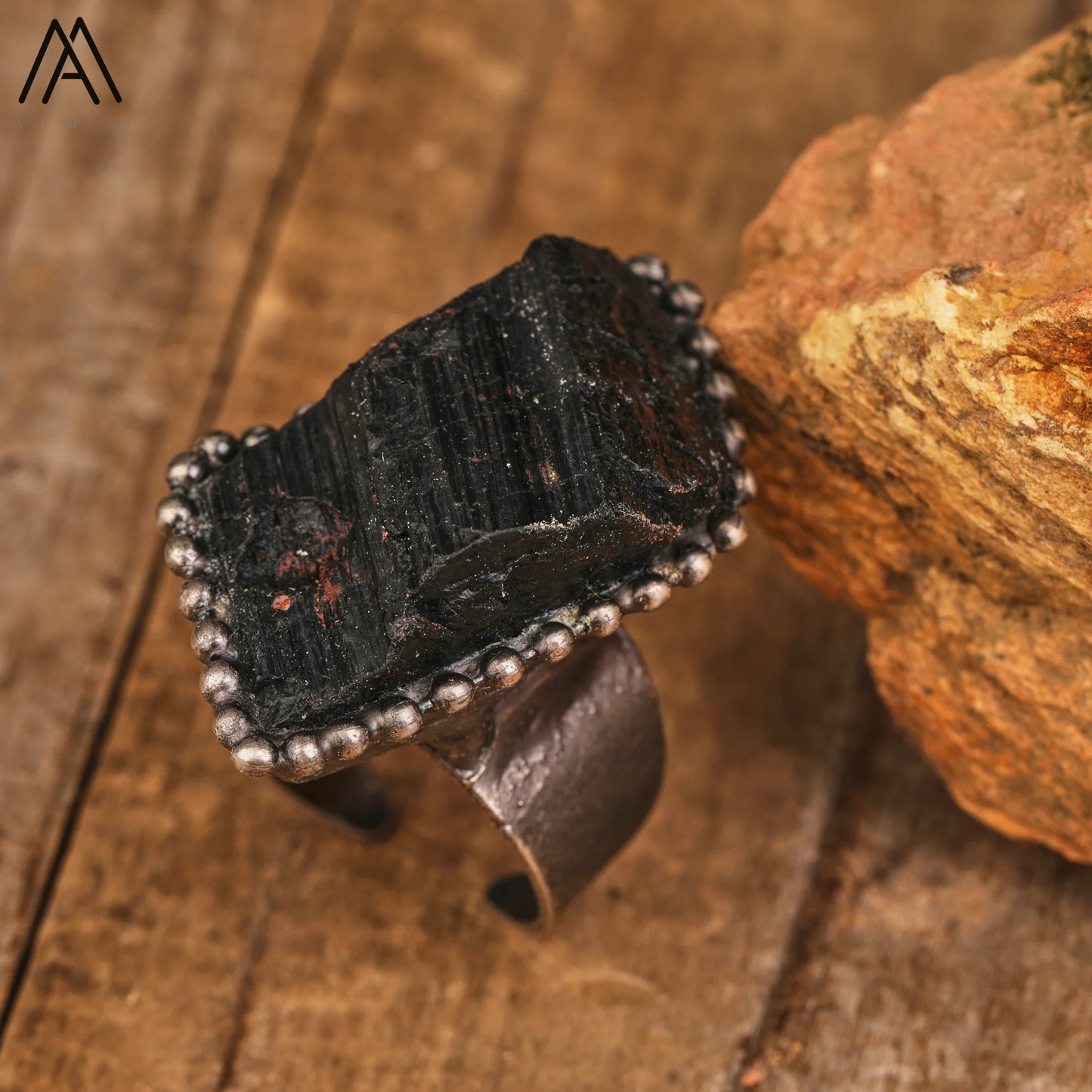Raw Black Tourmaline Antique Copper Rings For Women Vintage Gemstone Jewelry Handmade Witch Meditation Gifts Wholesales