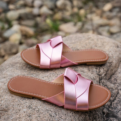 Summer Solid Color Flat Sandals Open Toe Outdoor Slippers Beach Women's Shoes Plus Size Zapatos De Mujer Slides ﻿