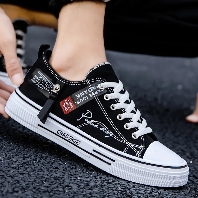 2025 Summer Men's Canvas Sneakers Low-Top Casual Breathable Shoes for Teen Trendy Lightweight Youth Streetwear Comfort Footwear
