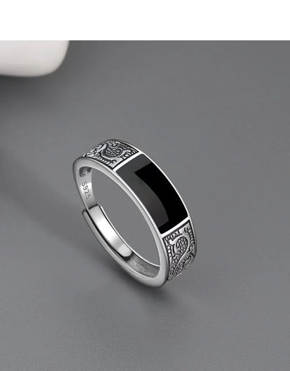 925 Sterling Silver Men's Ring High Quality Luxury black Gem For Men Wedding Fine Jewelry Accessories Party Gifts