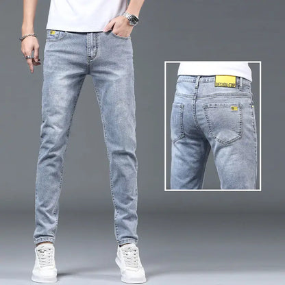 Men's Jeans Luxury Fashion Blue Softener Denim Jeans for Men's Spring and Autumn Stretch Casual Wear Korean Luxury Clothing