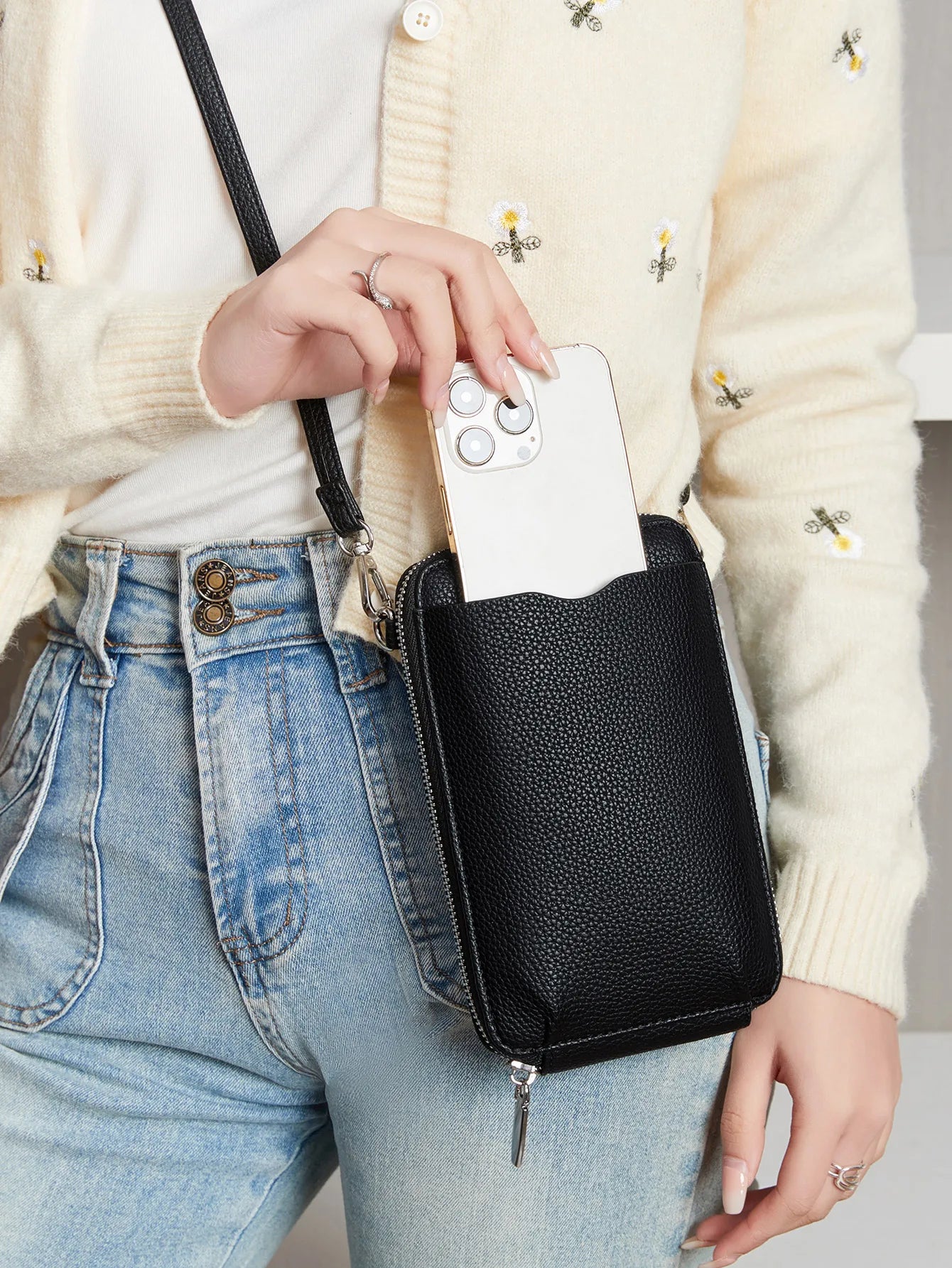 PU Soft Leather Women's Handbag Fashionable Multi functional Phone Bag Diagonal Strap Single Shoulder Coin Wallet