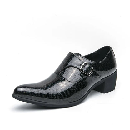 Blue Bright Men Dress Shoes Leather Pointed Toe Men’s High Heeled Shoe Big Size 46 Gentleman Oxford Shoes For Men zapatos hombre