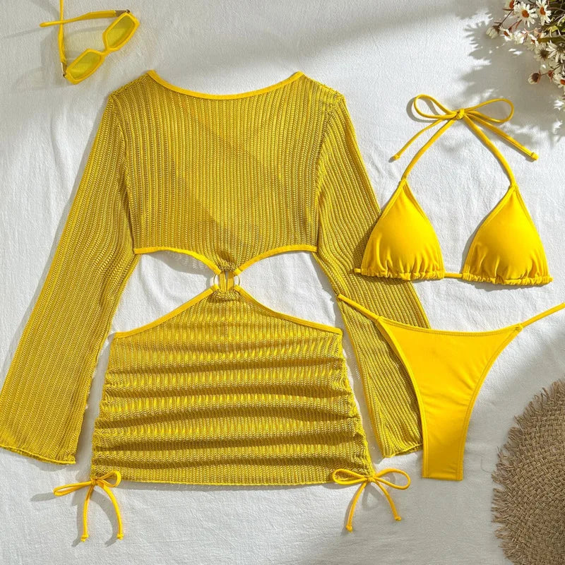 Sexy Bikinis Female Swimsuits Women's Three-Piece Swimwear Beach Swim Wear Bathing Suits Brazilian Bikini Set Pool Bather