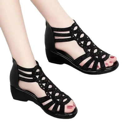 Soft Leather Roman Sandals Women  Summer New Soft Sole Outwear Women's Wedge Shoes Fashion Casual Designer Shoe Ladies