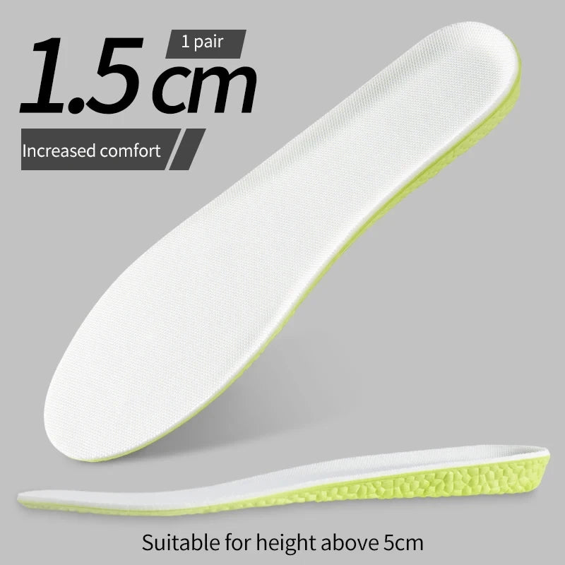 1Pair Sports Shock Absorption Insole for Feet Height Increase Templates Men Women Shoes Insoles 1.5cm/2.5cm/3.5cm Growing Sole