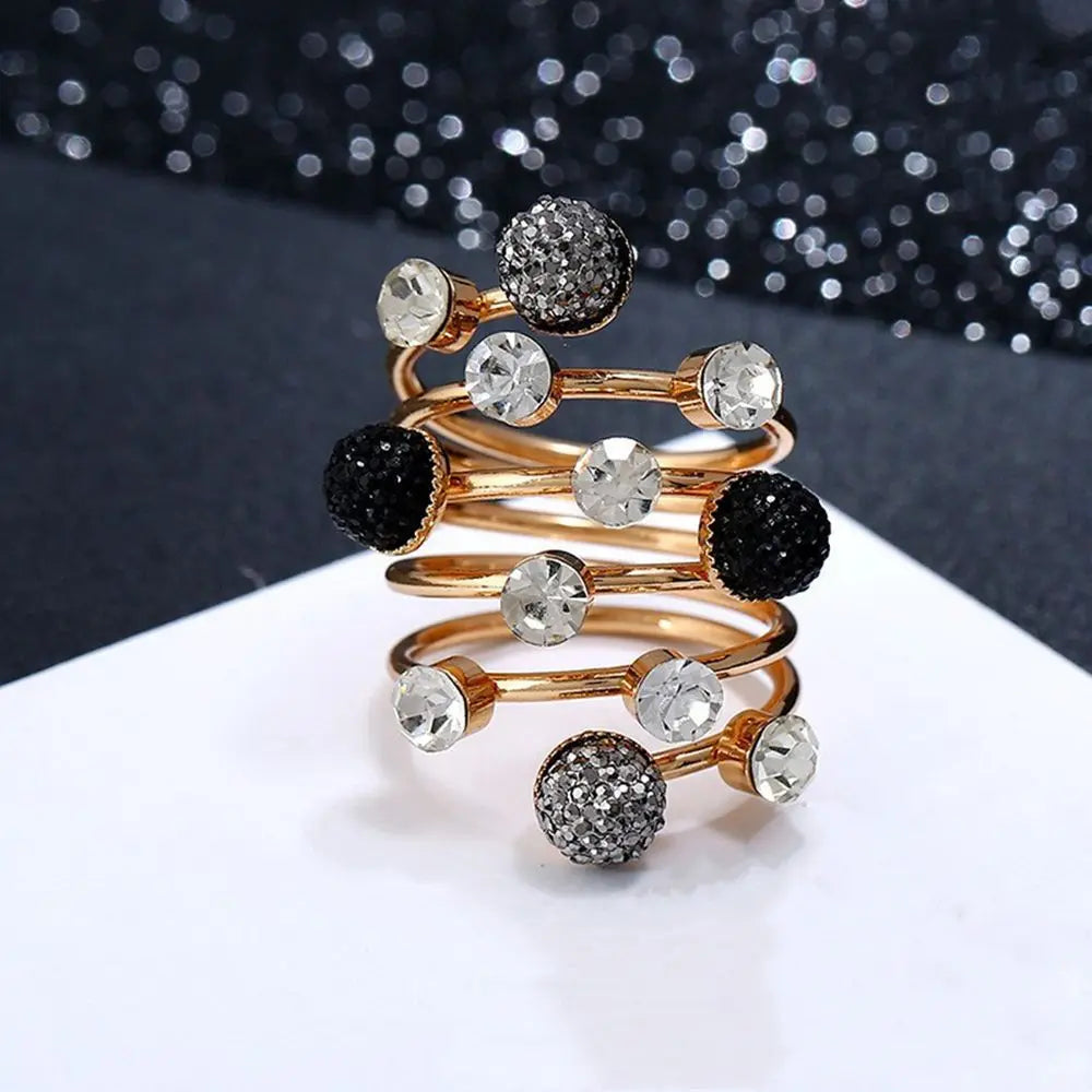 Irregular Geometric Chunky Stone Opening Rings for Women Rhinestone Crystal Wedding Rings Creative Party Jewelry Holiday Gifts