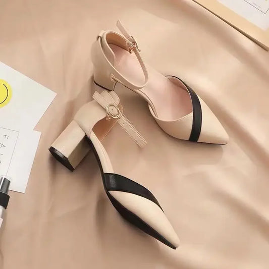 Contrast Color Pointed Toe Ladies Shoes Designer Luxury 2025 Pvc Original Summer Comfortable Trending Women's Sandals On Sale