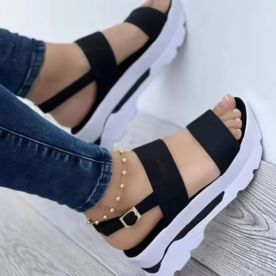 Open Toe Shoes Summer Women Non Slip Durable Women's Sandals Wedges Basic Buckle Slippers Women Zapatos De Mujer Footwear