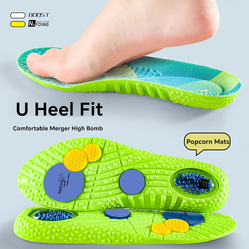 Sport Shock Absorption Insoles Green EVA Air Cushion Breathable Arch Support Orthopedic Shoes Pad Men Women Feet Care Insoles