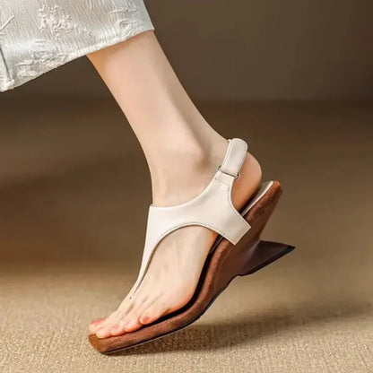 Women's New Sweet Casual Women's Shoes 2025 Summer Wedge High Heels Open Toe Beach Banquet Party Luxury  Women's Flip Flops