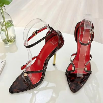 Eilyken Summer Rivet Design Buckle Strap Women Sandals Sexy Open Toe Stripper Thin Heels Hollow Out Shoes Zapatos Mujer