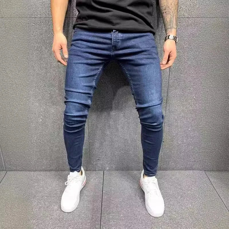 Spring Men Classic Elasticity  Pencil Jeans Jean Homme Man Soft Stretch Black Biker Masculino Denim Trousers Mens Solid Pants