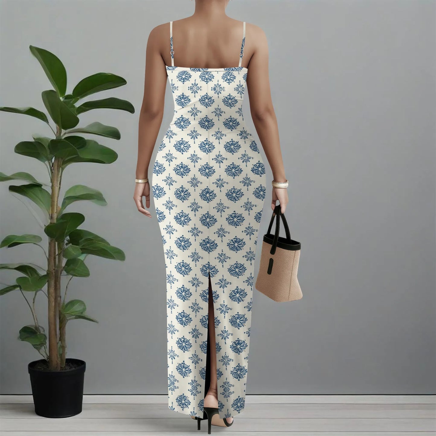 Floral Print Women's Spaghetti Strap Maxi Dress – Lightweight & Breezy, Perfect for Summer Days, Available in Sizes XS-2XL