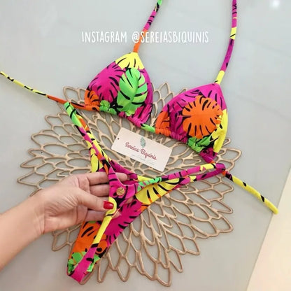 Women's Bikini Swimsuit Women's Split Solid Color Lace-up Sexy Swimsuit 2-piece Set Micro Swimwear