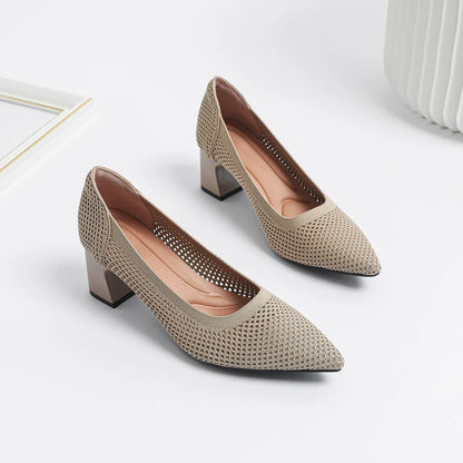 High Heel Women's 2025 Spring and Autumn New Soft Knitted Breathable and Comfortable Shoes