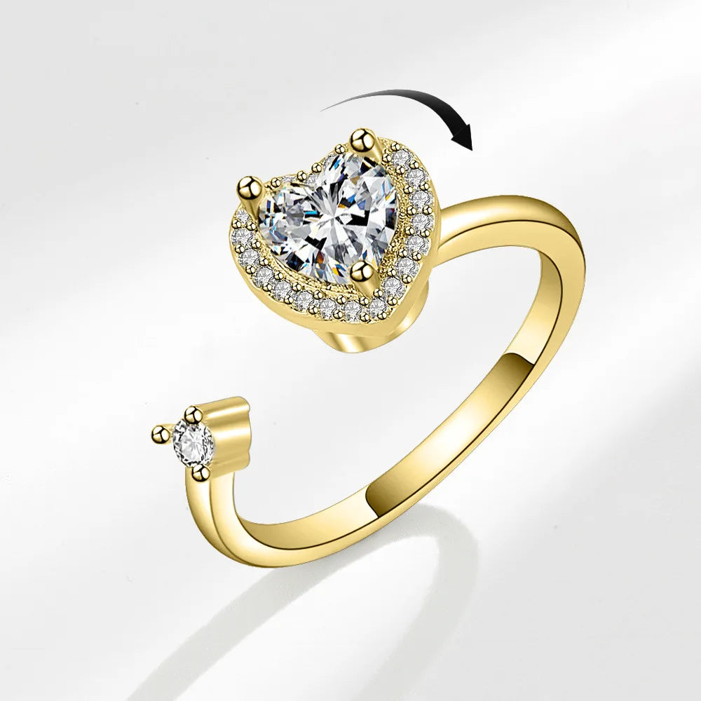 VENTFILLE 925 Sterling Silver Sunflower Diamond Zircon Rotatable Ring For Women Gift Relieve Stress Ring Jewelry Wholesale