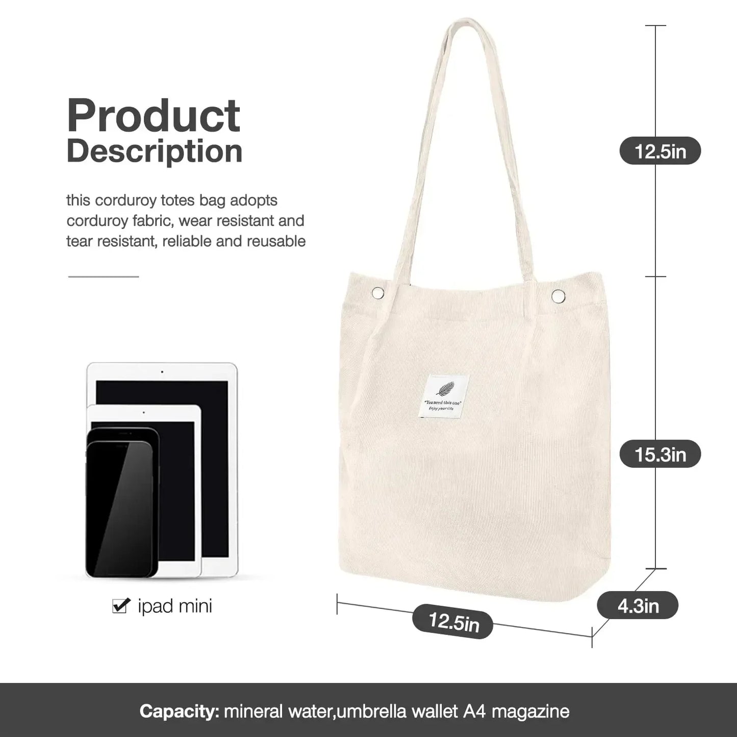 Large Capacity Corduroy Tote Bags for Ladies Simple Striped Handbags for Daily Travel Use Fluffy Tote Bags Gifts for Women Girls