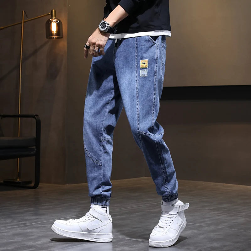 New Men's Cuffed Jeans, Trendy Cargo Harem Pants, Versatile Long Pants, Sizes M - 5XL