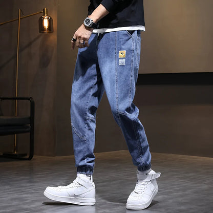 New Men's Cuffed Jeans, Trendy Cargo Harem Pants, Versatile Long Pants, Sizes M - 5XL