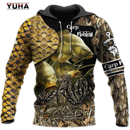 Fashion Men Hoodie Cool Carp Fishing 3D Printed Harajuku Sweatshirt Unisex Casual Pullover hoodies sudadera hombre