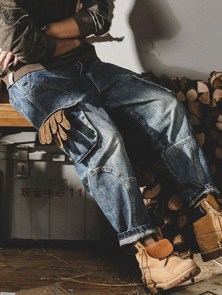 With Pockets Man Cowboy Pants Luxury Aesthetic High Quality Trousers Designer Original 2025 Fashion Retro Cheap Xs Jeans for Men