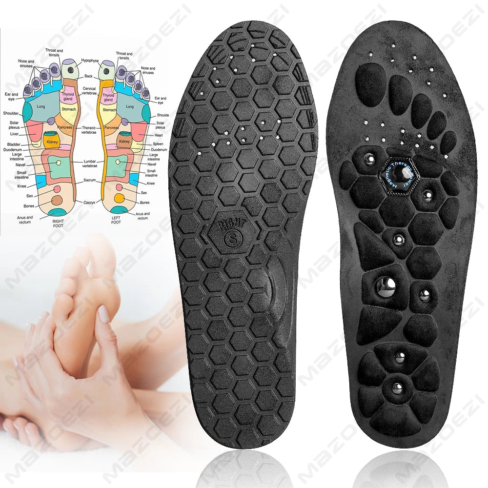 Sport Magnetic Therapy Massage Insoles for Shoes Foot Acupressure Soft Shock Absorption Deodorant Running Unisex Orthopedic Pads