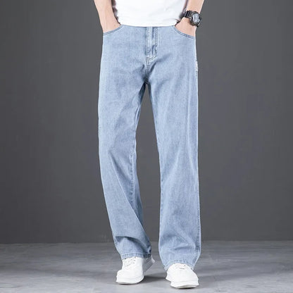 2025 Spring Summer Men's Business Straight  Loose Fit Jeans High Quality Classic Style Fashion Denim Pants