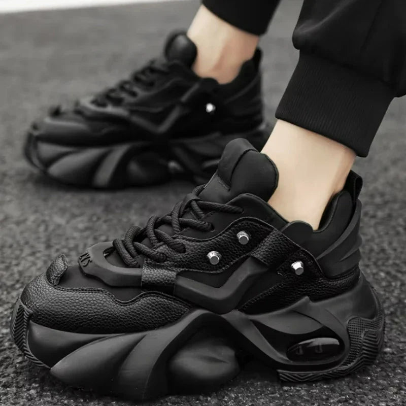 Men Chunky Sneakers Platform Shoes Outdoor Comfortable Sports Shoes for Men Lace Up Tennis Shoe New Height Increasing Male Shoes