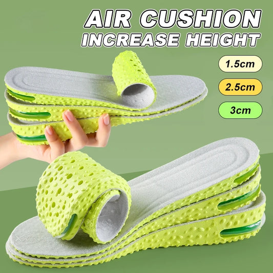 【Xxin】1.5/2.5/3cm Height Increase Insoles  Air Cushion Shock Absorption Shoe Cushion Pad Men Women Soft Breathable Insole