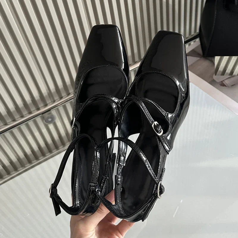 Eilyken New Fashion Leopard Print Narrow Band Buckle Strap Women Pumps  Elegant Square Toe High Heels Wedding Party Shoes